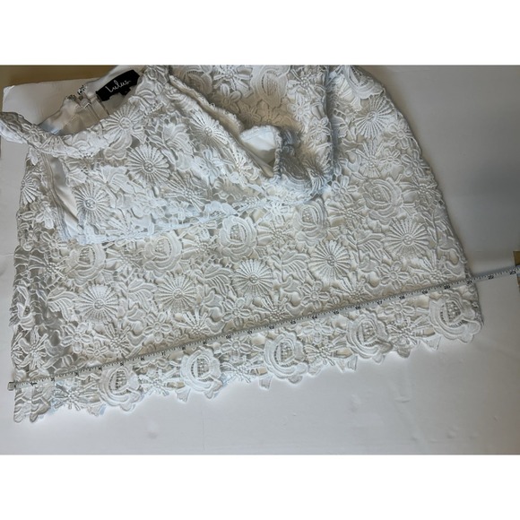 Lulus Love Poem Ivory White Embroidered Lace Mini Dress L Graduation Beach - Picture 8 of 14